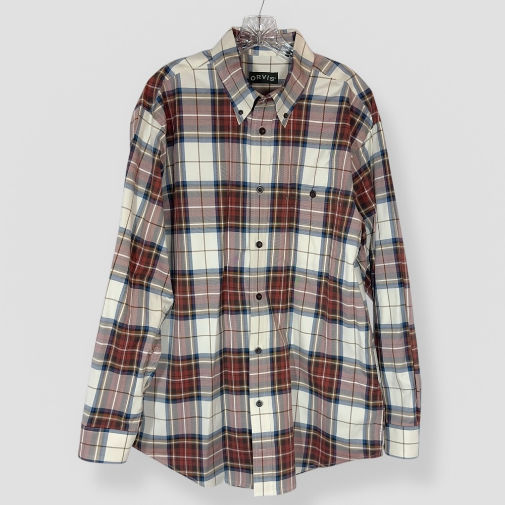 Orvis Long Sleeve Size Large 100% Cotton Signature Twill Button Down Casual Work